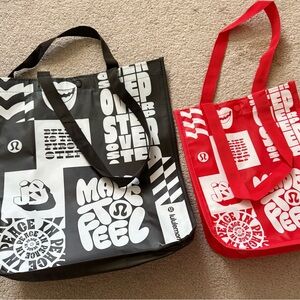 Set of 2 - lululemon athletica Black & Red Tote Bags, One Large One Small